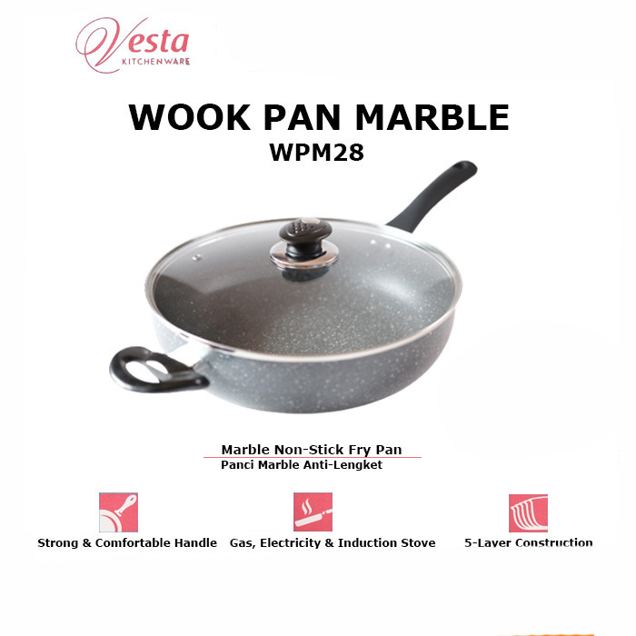 VESTA Wok Pan 28CM Marble Non Stick WPM28