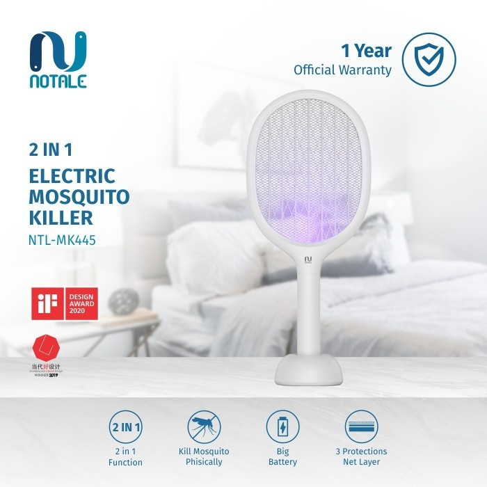 NOTALE - Raket Nyamuk Charger Mosquito Killer 2 in 1 RECHARGEABLE