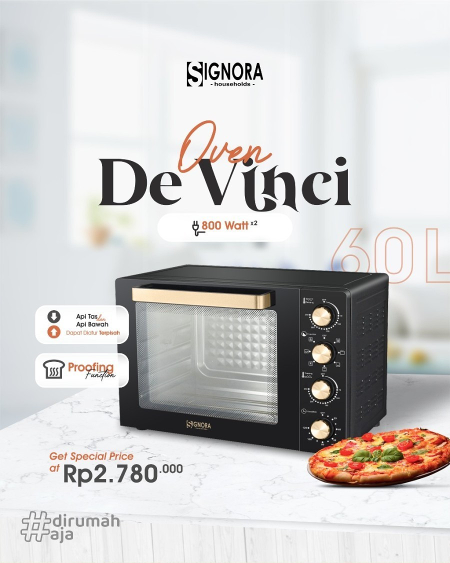 SIGNORA - Oven Listrik 60 Liter 800 Watt De Vinci + Hadiah